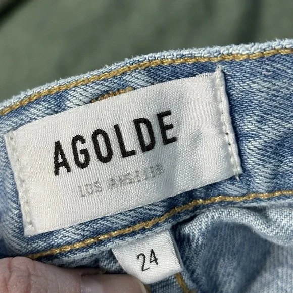 Revolve Agolde‎ Criss Cross Jeans Womens 24 Light Wash Made USA Flawed - Picture 11 of 15